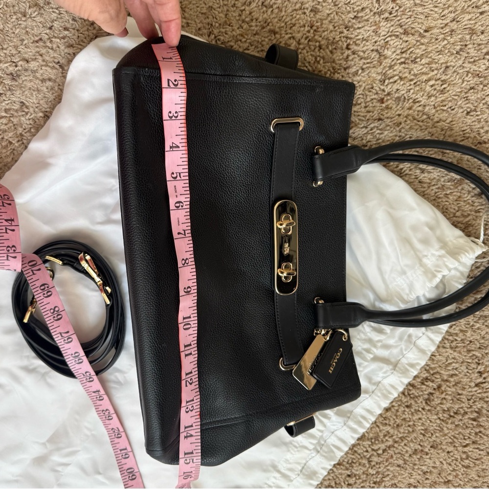 Coach Swagger Black Pebbled Leather Satchel Tote Bag - Picture 10 of 16